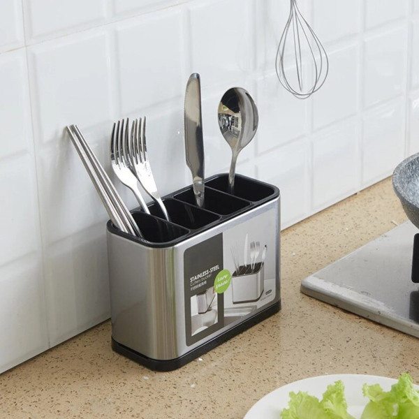 Органайзер для столовых приборов на 4 секции Stainless Steel, кухонный сушилка органайзер для ложек вилок и ножей