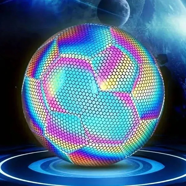 Футбольный мяч голографический BRIGHT BALL светоотражающий со свечением в темноте, тренировочный мяч No5 из TPU и EVA материалов