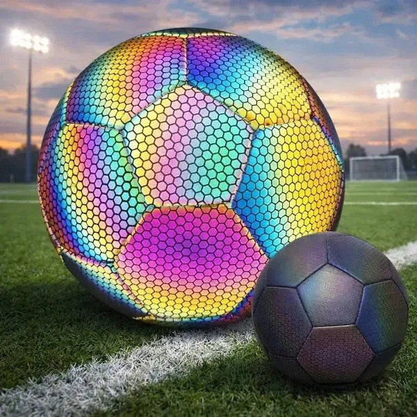 Футбольный мяч голографический BRIGHT BALL светоотражающий со свечением в темноте, тренировочный мяч No5 из TPU и EVA материалов