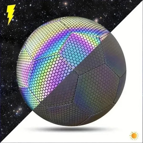 Футбольный мяч голографический BRIGHT BALL светоотражающий со свечением в темноте, тренировочный мяч No5 из TPU и EVA материалов