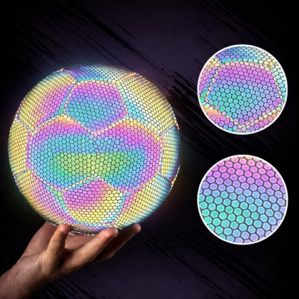 Футбольный мяч голографический BRIGHT BALL светоотражающий со свечением в темноте, тренировочный мяч No5 из TPU и EVA материалов