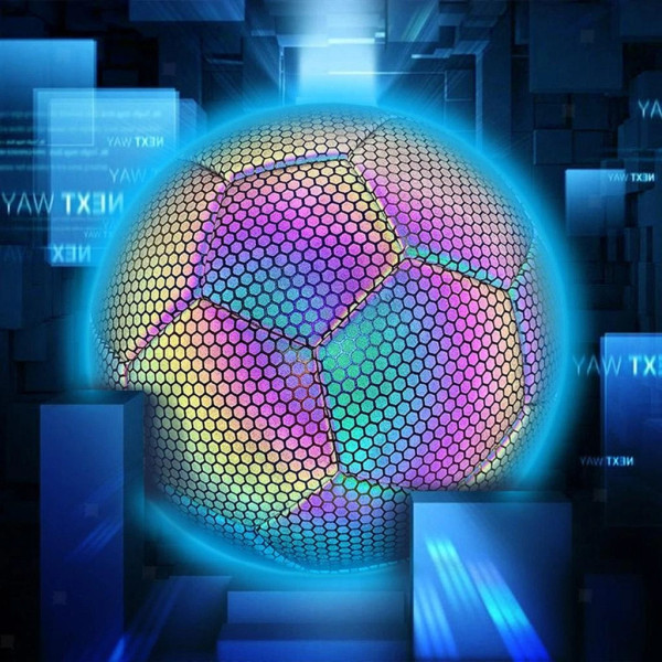 Футбольный мяч голографический BRIGHT BALL светоотражающий со свечением в темноте, тренировочный мяч No5 из TPU и EVA материалов