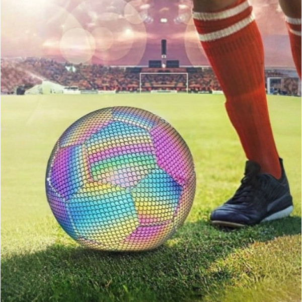 Футбольный мяч голографический BRIGHT BALL светоотражающий со свечением в темноте, тренировочный мяч No5 из TPU и EVA материалов