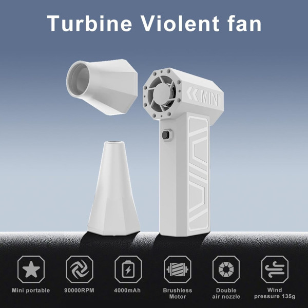 Турбо воздуходувка аккумуляторная Jet Fan с функцией выдувания и всасывания, белая
