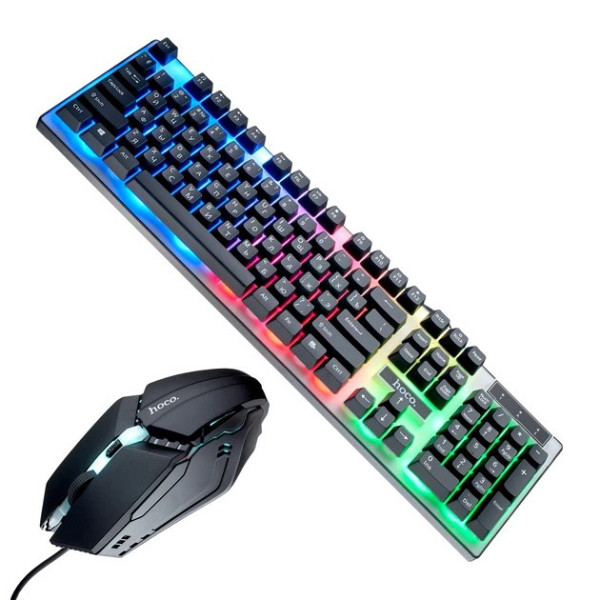 Игровой комплект HOCO GM18 Luminous Gaming клавиатура + мышь RGB проводной геймерский набор 104 клавиши 6D DPI