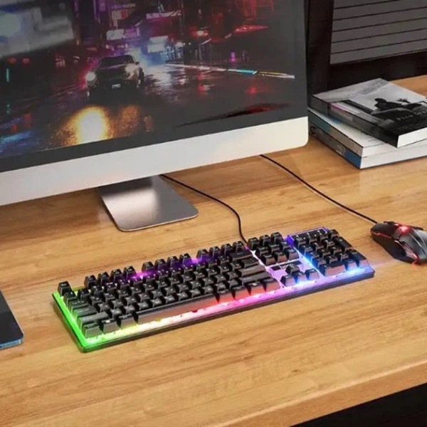 Игровой комплект HOCO GM18 Luminous Gaming клавиатура + мышь RGB проводной геймерский набор 104 клавиши 6D DPI