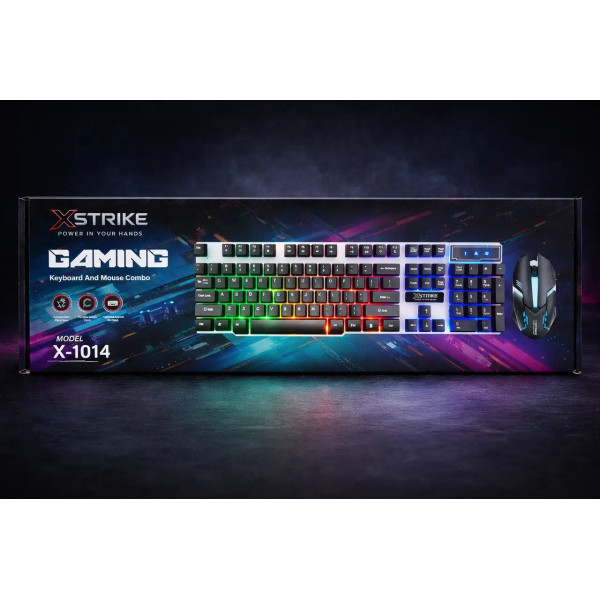 Игровой комплект XSTRIKE X-1014 клавиатура + мышь RGB проводной USB геймерский набор мембранная 104 клавиши черный