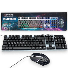 Игровой комплект XSTRIKE X-1014 клавиатура + мышь RGB проводной USB геймерский набор мембранная 104 клавиши черный