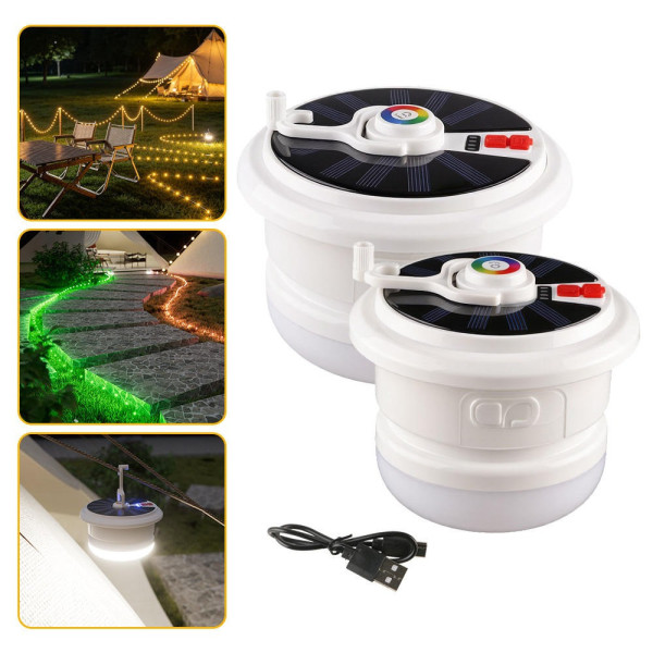 Кемпинговый фонарь BL YX669 на солнечной батарее с RGB LED лентой 10 м подвесной аккумуляторный светильник