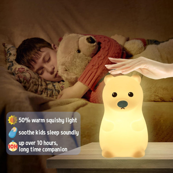 Детский ночник силиконовый Мишка LED сенсорный с подсветкой USB 2 режима
