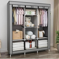 Тканевый складной шкаф органайзер Storage Wardrobe 88130 с 8 полками и 3 секциями, универсальный шкаф для одежды и обуви