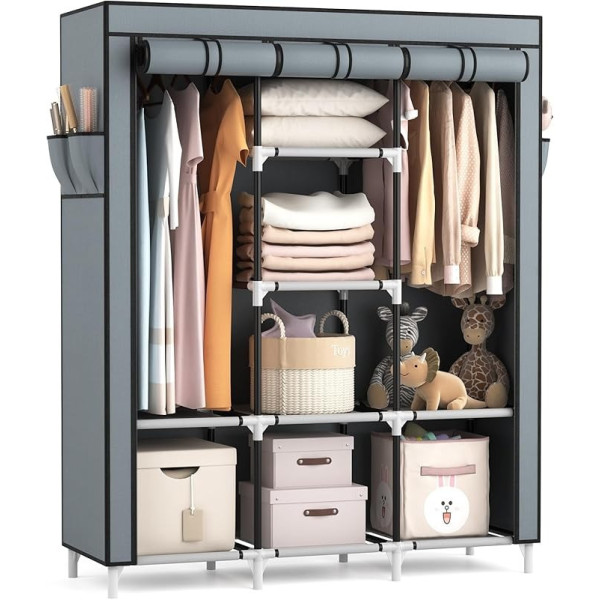 Тканевый складной шкаф органайзер Storage Wardrobe 88130 с 8 полками и 3 секциями, универсальный шкаф для одежды и обуви