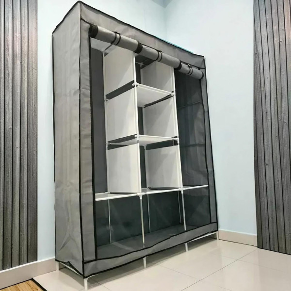 Тканевый складной шкаф органайзер Storage Wardrobe 88130 с 8 полками и 3 секциями, универсальный шкаф для одежды и обуви