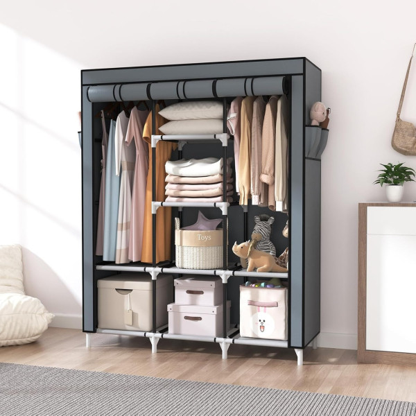 Тканевый складной шкаф органайзер Storage Wardrobe 88130 с 8 полками и 3 секциями, универсальный шкаф для одежды и обуви