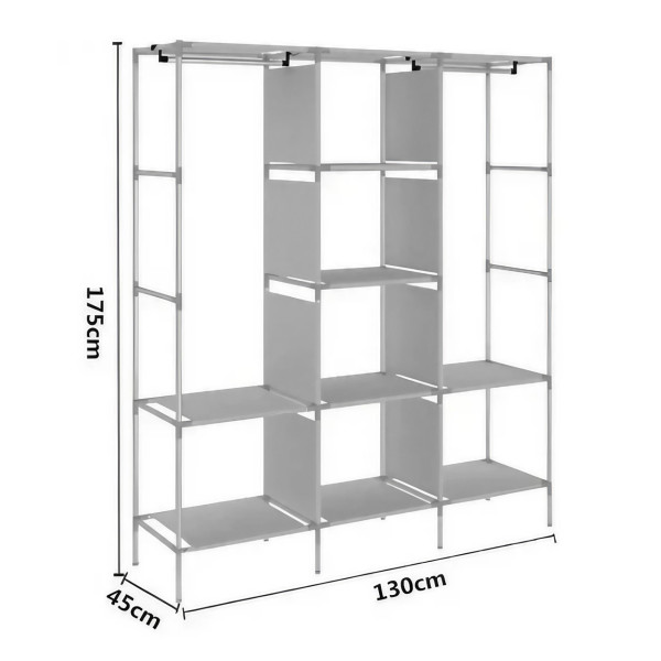 Тканевый складной шкаф органайзер Storage Wardrobe 88130 с 8 полками и 3 секциями, универсальный шкаф для одежды и обуви