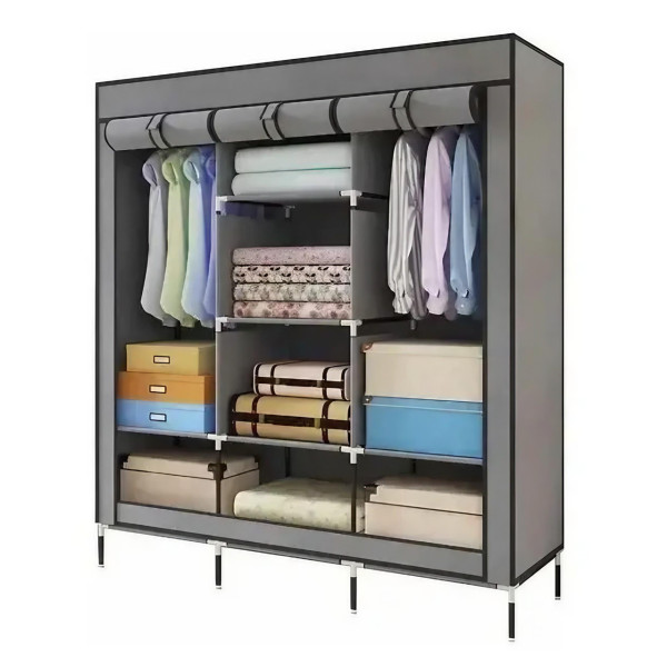 Тканевый складной шкаф органайзер Storage Wardrobe 88130 с 8 полками и 3 секциями, универсальный шкаф для одежды и обуви