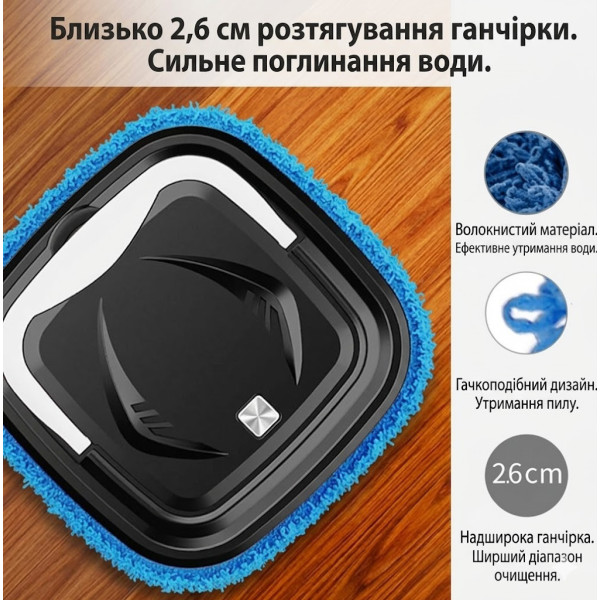 Интеллектуальный робот для мытья полов с функцией сухой и влажной уборки, компактный робот пылесос с аккумулятором 2000 мАч