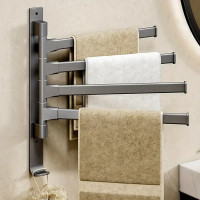 Поворотный полотенцедержатель на 4 перекладины, металлический настенный полотенцедержатель с вращением на 180°