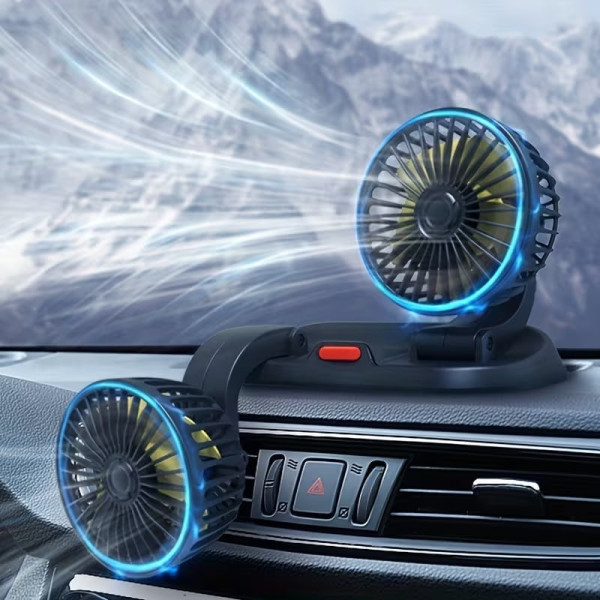 Автомобильный двойной вентилятор Vehicle Fan X666 от прикуривателя, компактный вентилятор для авто с двумя головками