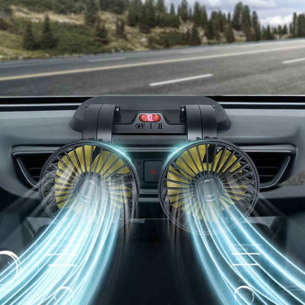 Автомобильный двойной вентилятор Vehicle Fan X666 от прикуривателя, компактный вентилятор для авто с двумя головками
