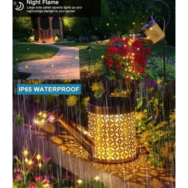 Садовый светильник Лейка на солнечной батарее с LED подсветкой, декоративный фонарь для сада на колышке высотой 80 см