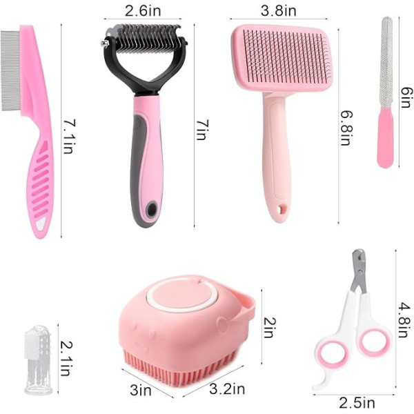 Набор для груминга животных Pet Grooming 8 в 1, комплект для ухода за собаками и котами с щетками, когтерезом и расческами
