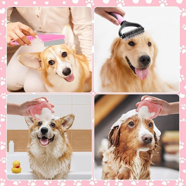 Набор для груминга животных Pet Grooming 8 в 1, комплект для ухода за собаками и котами с щетками, когтерезом и расческами