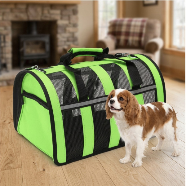 Сумка-переноска для собак For Friends GREEN paws M 41×25×26 см, рюкзак-переноска для котов и собак, дышащая переноска для животных