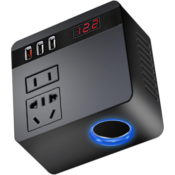 Автомобильный инвертор 150 Вт с адаптером прикуривателя и 3 USB портами, преобразователь напряжения 12В/24В на 220В, зарядное устр