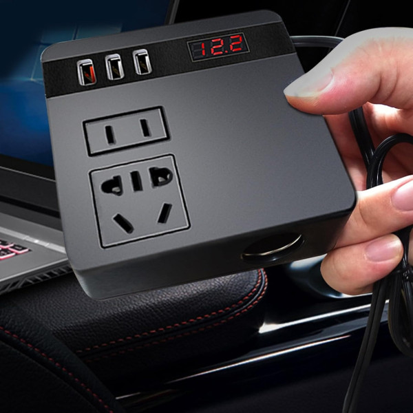 Автомобильный инвертор 150 Вт с адаптером прикуривателя и 3 USB портами, преобразователь напряжения 12В/24В на 220В, зарядное устр