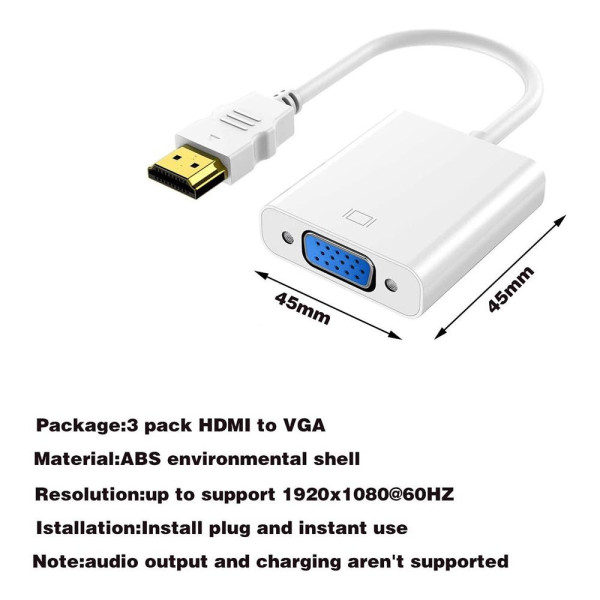 Конвертер HDMI VGA STLab U-990 Pro BTC, адаптер HDMI на VGA, переходник для подключения монитора и проектора Full HD 1080p
