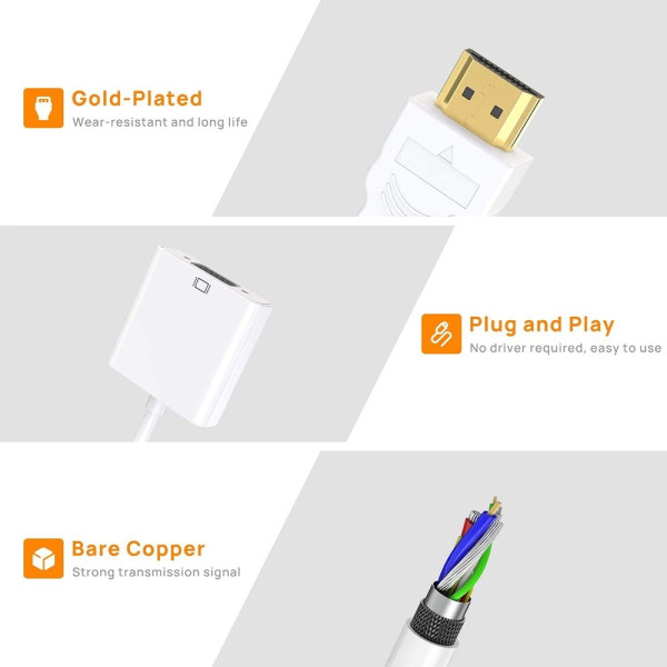 Конвертер HDMI VGA STLab U-990 Pro BTC, адаптер HDMI на VGA, переходник для подключения монитора и проектора Full HD 1080p