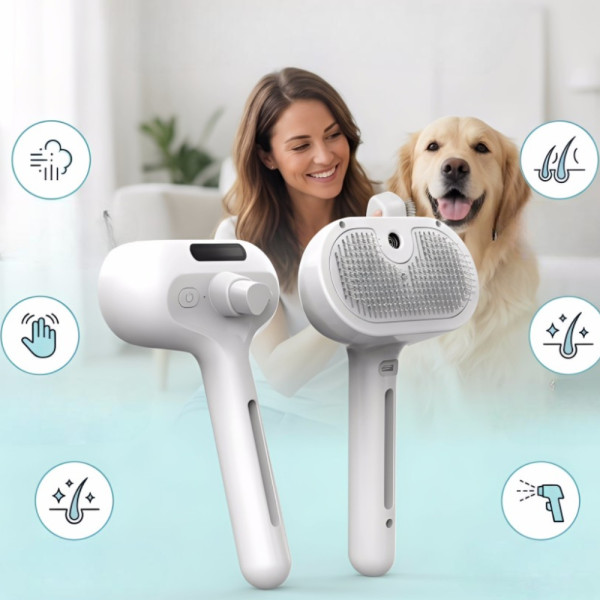 Паровая щетка для вычесывания животных Zmaker, массажная щетка с распылением для кошек и собак, расческа для удаления шерсти