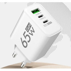 Зарядное устройство для телефона 65W GaN TRG-185 быстрая зарядка USB Type-C и USB-A адаптер питания белый