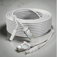 Готовый комбинированный кабель RJ45 + DC 20 м медный для IP камер, видеонаблюдения, роутера и сетевого оборудования