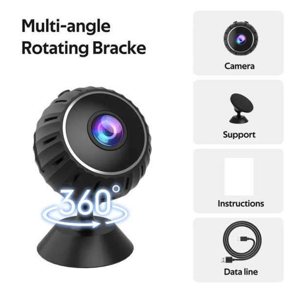 Беспроводная Wi-Fi мини-камера P7-W8 Full HD 1080P с ночным видением, датчиком движения и удаленным просмотром