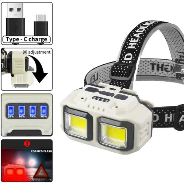 Налобный фонарь аккумуляторный X-Balog HX-816 с Type-C, сенсорным включением, COB LED, водонепроницаемый