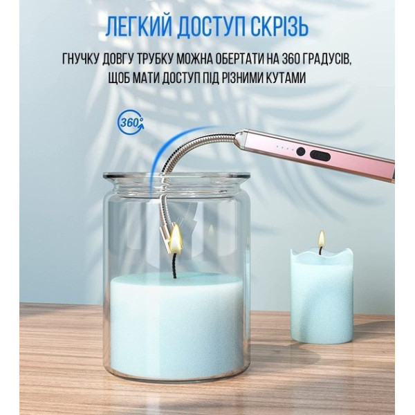 Электрическая USB зажигалка импульсная с гибкой трубкой 360°, аккумуляторная зажигалка для газовой плиты, свечей, кухни
