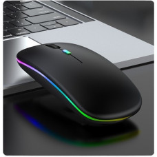 Беспроводная компьютерная мышь Bluetooth + USB 2.4Ghz с RGB-подсветкой, аккумуляторная мышка для ноутбука и компьютера черная