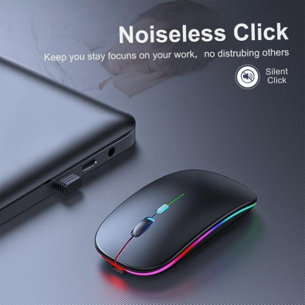 Беспроводная компьютерная мышь Bluetooth + USB 2.4Ghz с RGB-подсветкой, аккумуляторная мышка для ноутбука и компьютера черная