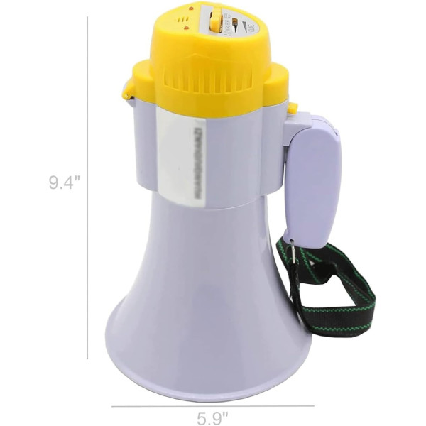 Рупорный громкоговоритель MEGAPHONE HW-8C 15 Вт с записью голоса, аккумулятором и ремнем