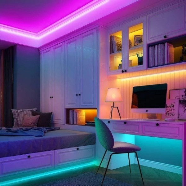 Гибкая силиконовая LED-лента RGB 2 м, 12В, декоративная подсветка с Wi‐Fi и музыкальным режимом