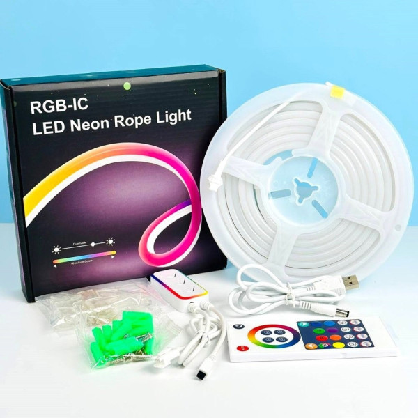 Гибкая силиконовая LED-лента RGB 2 м, 12В, декоративная подсветка с Wi‐Fi и музыкальным режимом