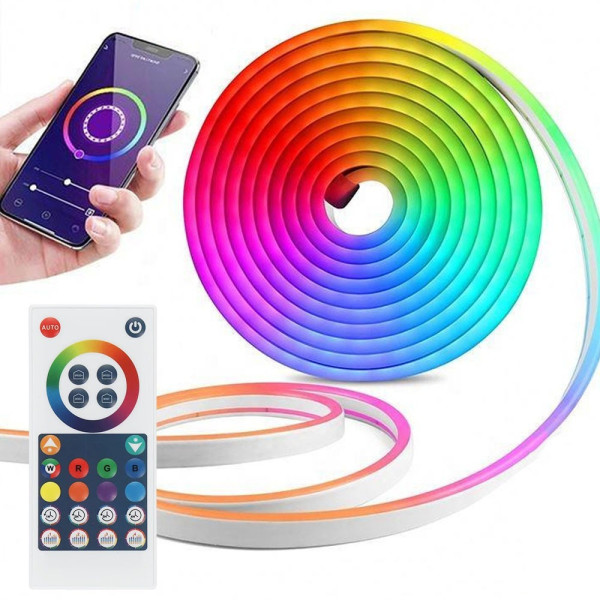 Гибкая силиконовая LED-лента RGB 2 м, 12В, декоративная подсветка с Wi‐Fi и музыкальным режимом