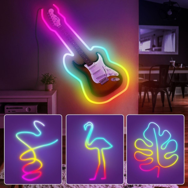 Гибкая силиконовая LED-лента RGB 2 м, 12В, декоративная подсветка с Wi‐Fi и музыкальным режимом