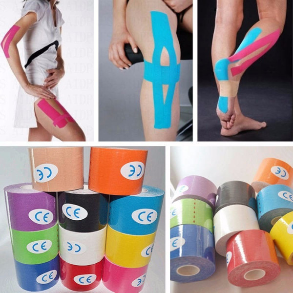 Кинезиологический тейп EasyFit Kinesio 5 см × 5 м, эластичный спортивный пластырь, черный