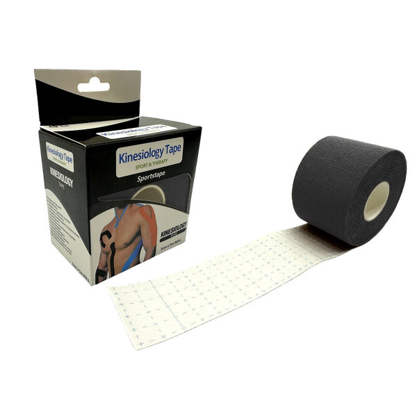 Кинезиологический тейп EasyFit Kinesio 5 см × 5 м, эластичный спортивный пластырь, черный