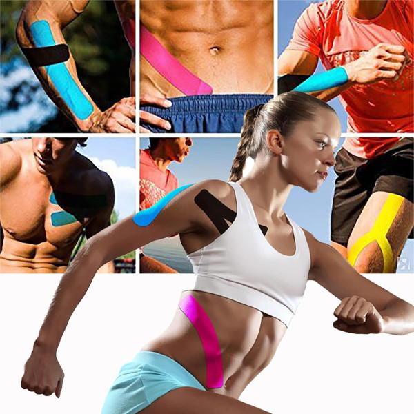 Кинезиологический тейп EasyFit Kinesio 5 см × 5 м, эластичный спортивный пластырь, черный