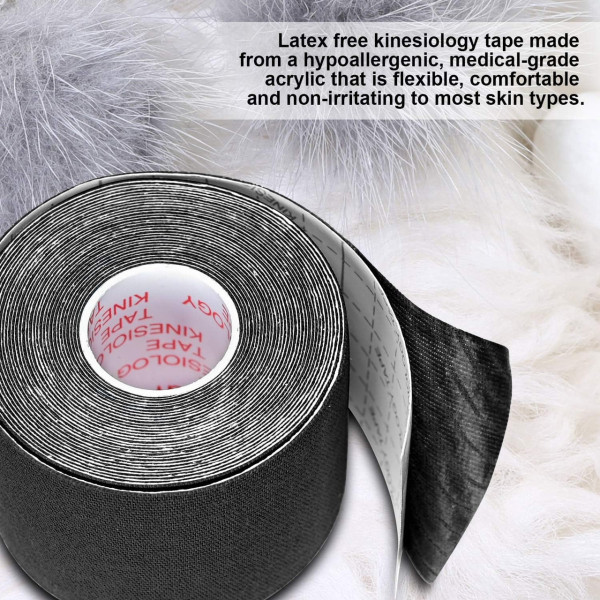 Кинезиологический тейп EasyFit Kinesio 5 см × 5 м, эластичный спортивный пластырь, черный