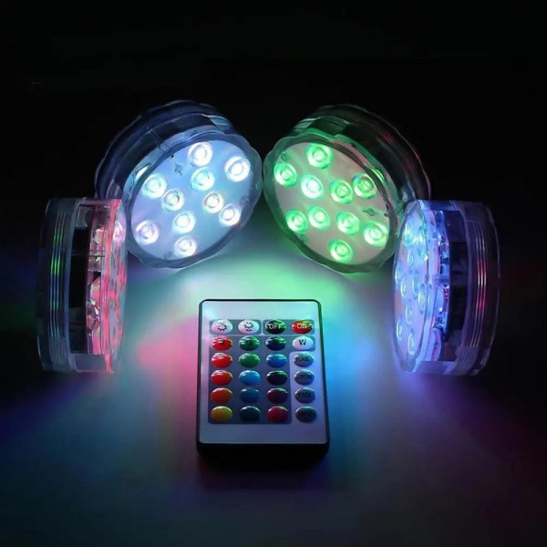 Светодиодная водонепроницаемая RGB лампа MAG-717 для бассейна с пультом ДУ, 12 цветов